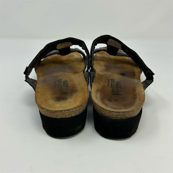 Naot Women's Black and Silver T-Strap Sandals Size 10 (EU 41) Cushioned Footbed - Picture 7 of 11